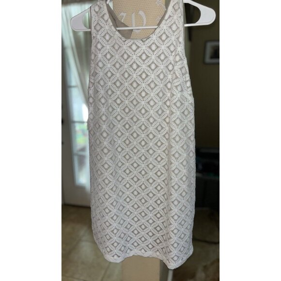 Apartment nine Boho lace, sleeveless tan lace overlay size 8 petite mini Career - Picture 1 of 4